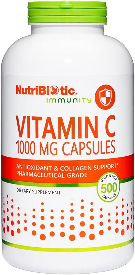 NutriBiotic - Vitamin C 1000 Mg Capsules, 500 Count | Essential Immune, Antioxidant & Collagen Support Supplement | Pharmaceutical Grade L-Ascorbic Acid, 1000 Mg Per Serving | Gluten & GMO Free 2