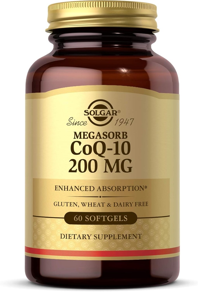 Solgar Megasorb CoQ-10 200 mg, 60 Softgels - Supports Heart & Brain Function - Coenzyme Q10 Supplement - Enhanced Absorption - Gluten Free, Dairy Free - 60 Servings 2