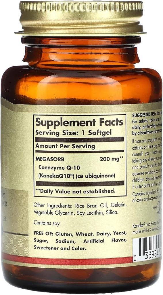 Solgar Megasorb CoQ-10 200 mg, 60 Softgels - Supports Heart & Brain Function - Coenzyme Q10 Supplement - Enhanced Absorption - Gluten Free, Dairy Free - 60 Servings 5