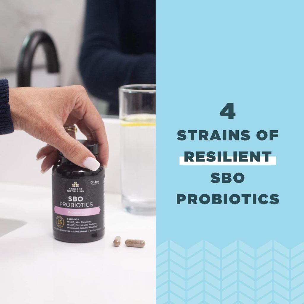 Ancient Nutrition Probiotics for Women, SBO Probiotics Women's 60ct, Digestive and Immune Support, Bloating Relief for Women, Gluten Free, Superfoods Blend, 25 Billion CFUs* 6