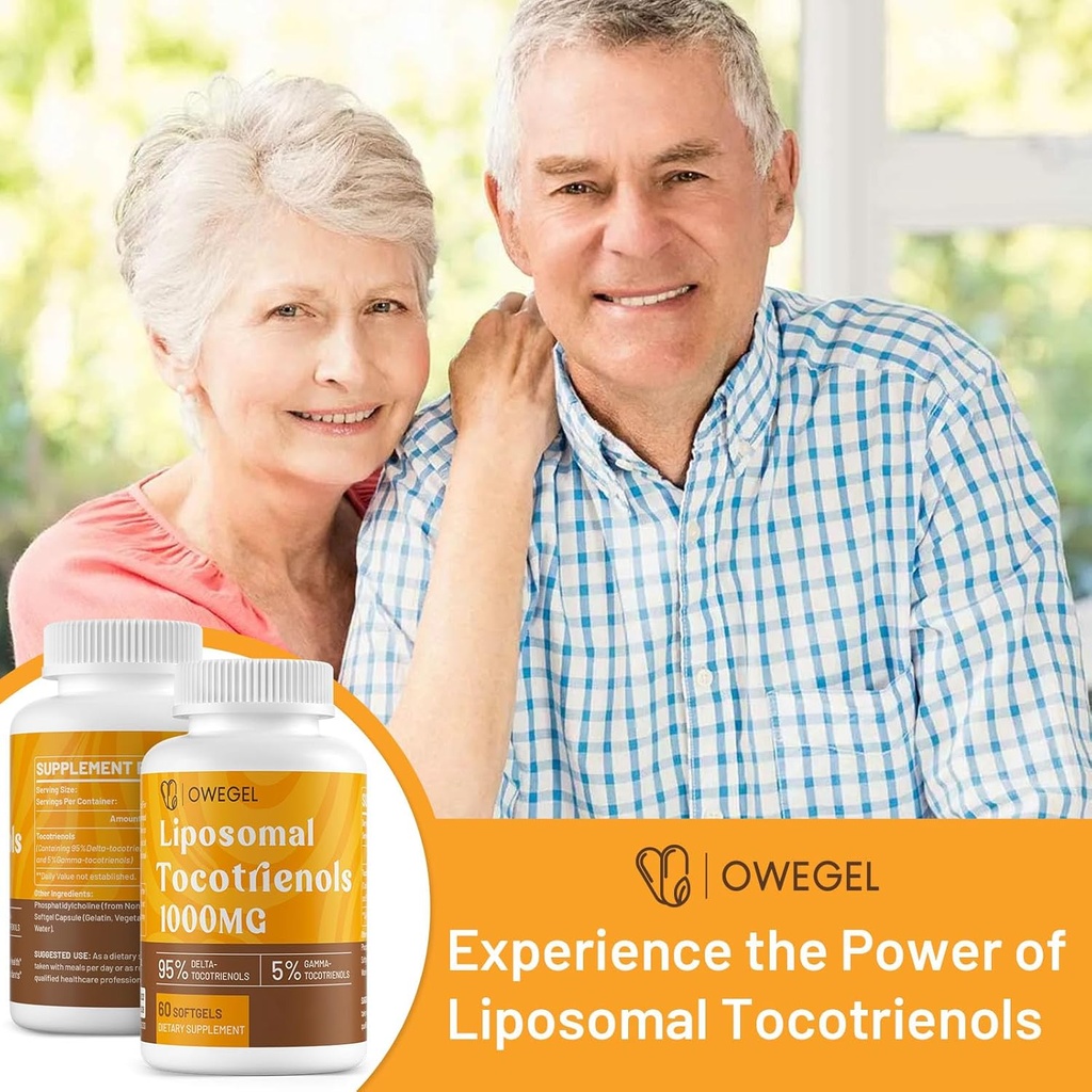 Liposomal Tocotrienols 1000mg - High Bioavailability Vitamin E Tocotrienols Supplements,95% Delta & 5% Gamma Tocotrienol Capsules Support Skin,Bone,Antioxidant,300 Softgels 6