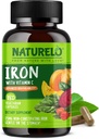 NATURELO Vegan Iron Supplement with Vitamin C and Organic Whole Foods - Gentle Iron Pills for Women & Men with Iron Deficiency Including Pregnancy, Anemia and Vegan Diets - 180 Mini Capsules 2