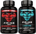 Prime Labs Prime Test Testosterone Booster + L Arginine Nitric Oxide Capsules - 60 Count Each 2
