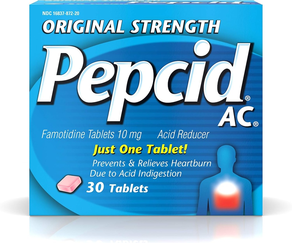 Pepcid AC Original Strength, 10 mg Famotidine for Heartburn Prevention & Relief, 30 ct 2