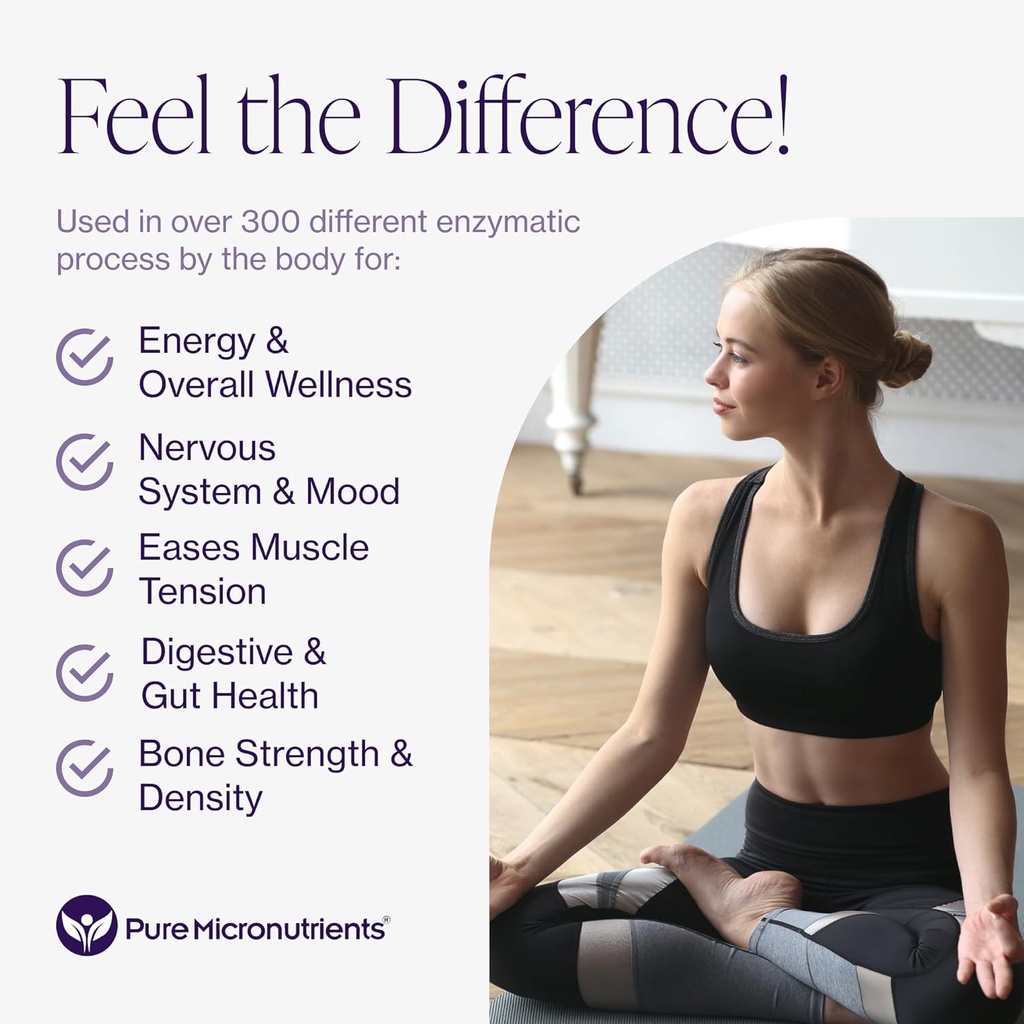 Pure Magnesium Citrate Powder to Support Sleep, Muscle & Bone Health, Energy, Heart & Digestion. Unflavored Magnesium Powder Drink Mix, Vegan, 60 Servings 3