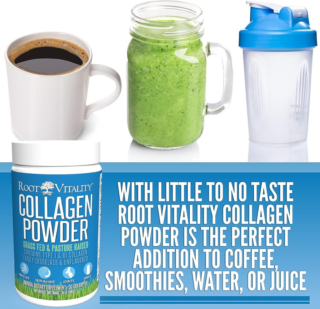 Root Vitality Collagen Peptides Powder - Grass-Fed, Pasture-Raised Hydrolyzed Protein Supplement for Skin, Hair, & Nails - Non-GMO, Zero Sugar Daily Supplement for Men & Women (30 Servings) 5