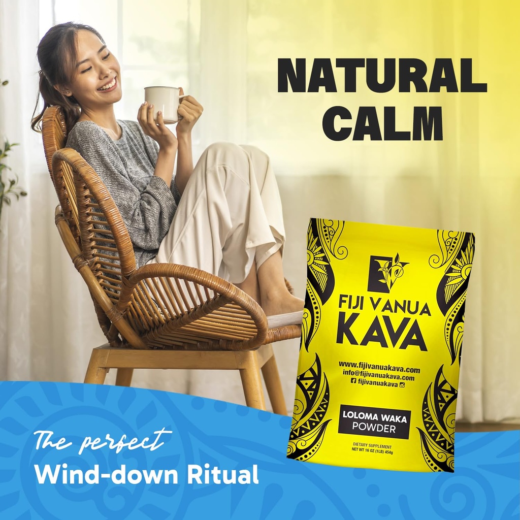Fiji Vanua Kava Premium Loloma Waka Kava Root Powder, Made From Noble Root Powder With Sun-dried Lateral Roots, Medium Grind for Easy Prep, Kava for Smooth & Delicious Taste, 1 lb 6