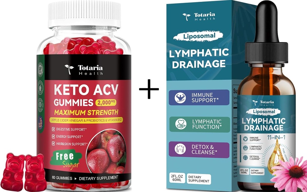 Totaria Keto ACV Gummies + Lymphatic Drainage Drops 2