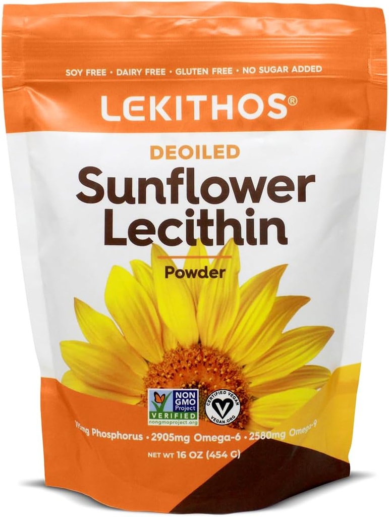 Deoiled Sunflower Lecithin Powder 16oz, Daily Lecithin Supplement for Cooking, Baking & Gummies,1760mg Phosphatidyl Choline Supplement - Great for Clogged Milk Ducts! 65 Servings, Non-GMO 2