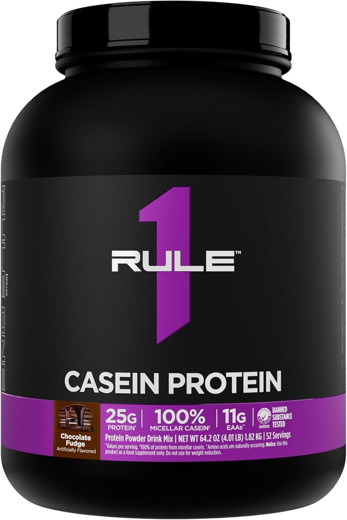 Rule 1 Casein Protein - 25g Protein and 11g EAAs Per Serving from Slow-Release Micellar Casein for Overnight Recovery and Sustained Delivery Between Meals (4 Pounds*, Chocolate Fudge) 2