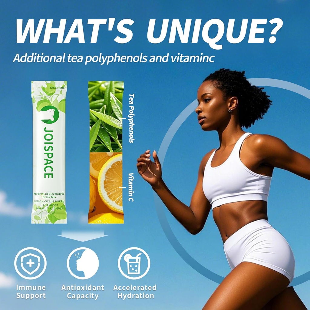 JOISPACE Electrolyte Drink Mix with Tea Polyphenols | Fast Hydration & Electrolytes Boost | Non-GMO, Vegan, Gluten-Free | Pomelo Tea, 32 Servings 4