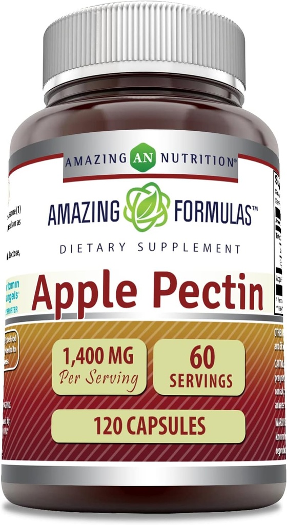 Amazing Formulas Apple Pectin 1400 Mg Supplement | Capsules | Non-GMO | Gluten-Free | Made in USA (1 Pack | 120 Count) 2