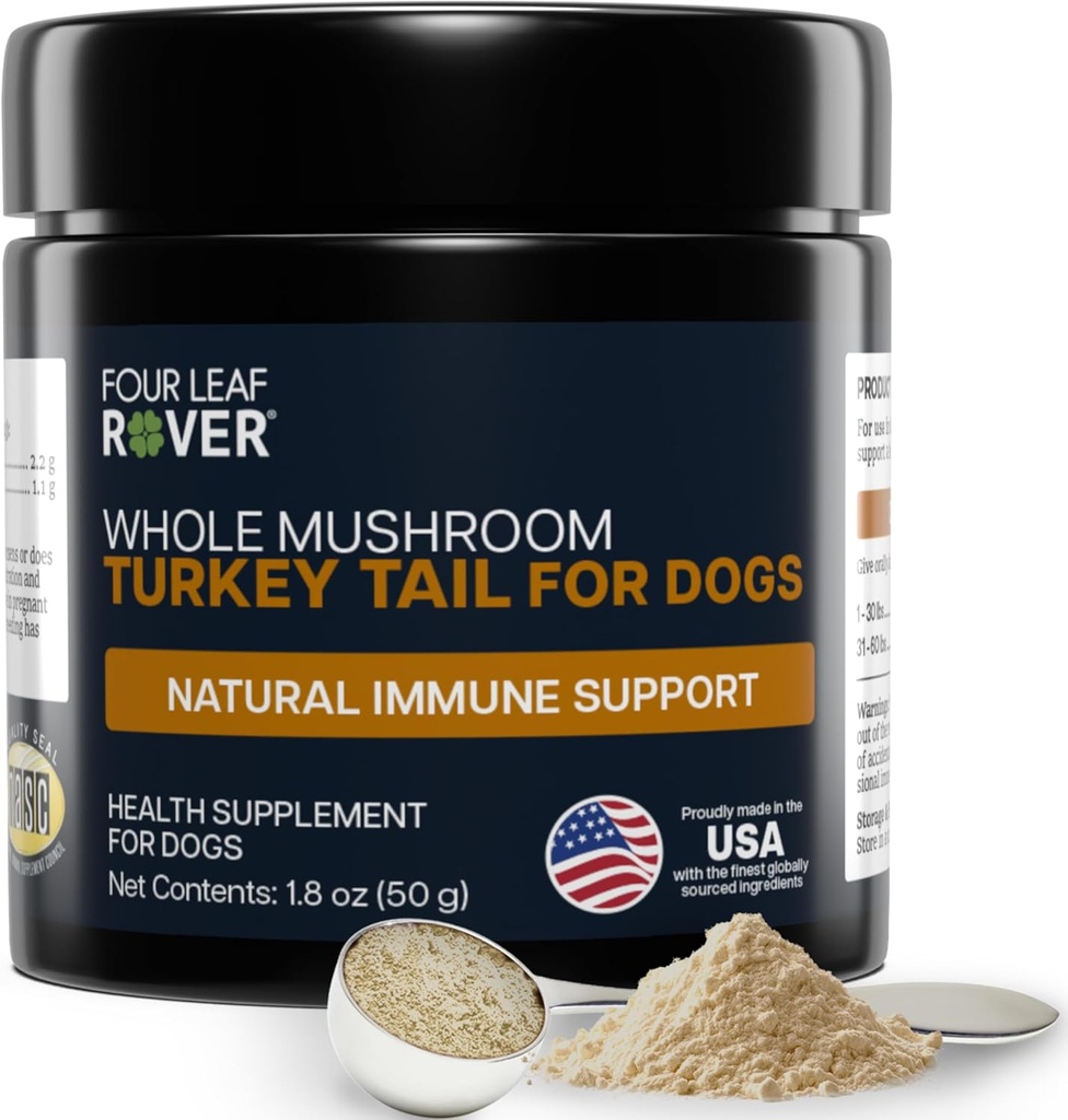 Turkey Tail Mushroom for Dogs - Whole, Organic Mushroom Extract - Over 50% Beta-Glucan - Third Party Tested, Made in The USA - No Grains No Fillers - 60 Day Large Dog Supply 2
