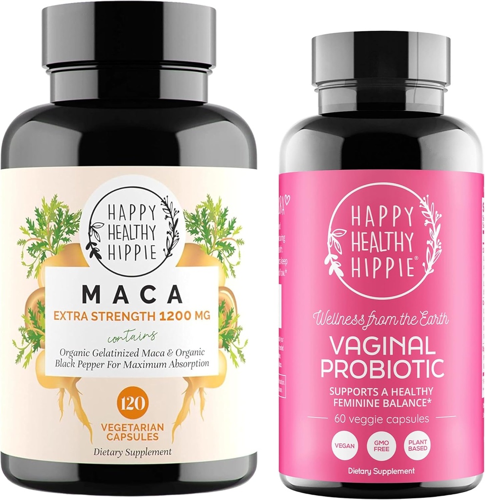 Happy Healthy Hippie Vaginal Probiotics for Women & Organic Maca Root Capsules 2