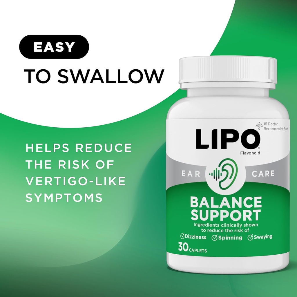 Lipo-Flavonoid Balance Support – Inner Ear Health – Helps Reduce Dizziness, Vertigo-Like Symptoms, Spinning & Swaying – with Ginkgo Biloba, Vitamin D & B Complex, (3 Pack, 30 Caplets) 4