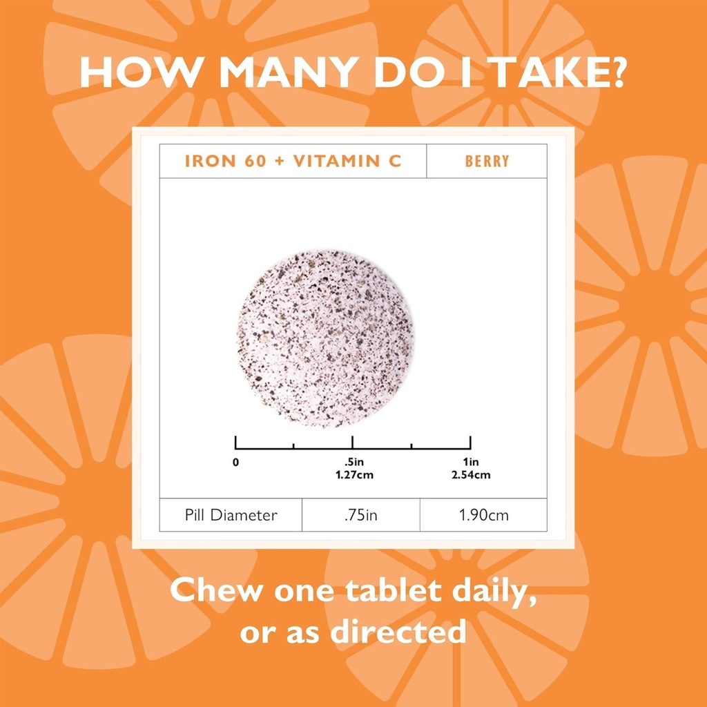 Celebrate Vitamins Iron Supplement with 60mg Iron & Vitamin C – Berry Chewables for Bariatric Patients, Gastric Bypass & Sleeve Gastrectomy Support – 30 Tablets for Post-Surgery Health Maintenance 5