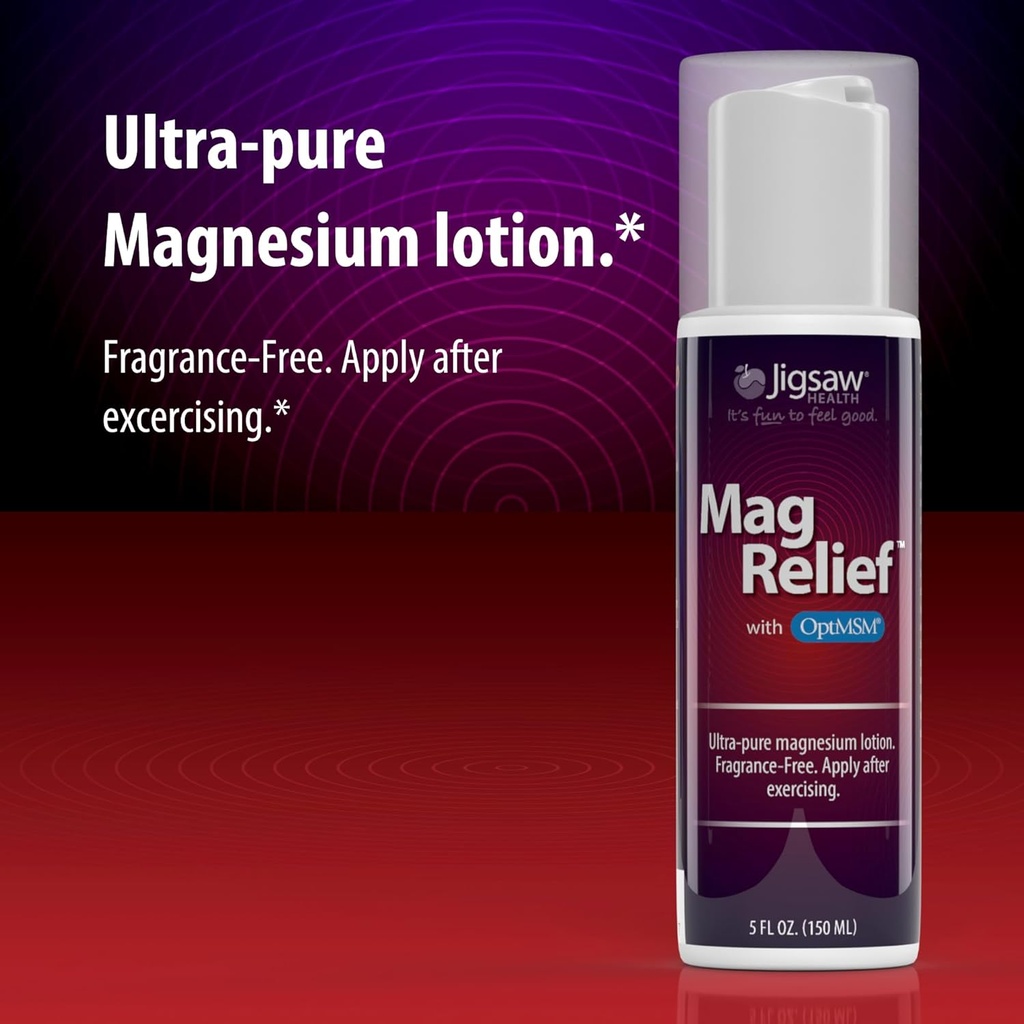 Jigsaw Health MagRelief | Ultra Pure Magnesium Lotion | with Zechstein Magnesium Chloride and OptiMSM | Fragrance Free | 5 Ounces 3