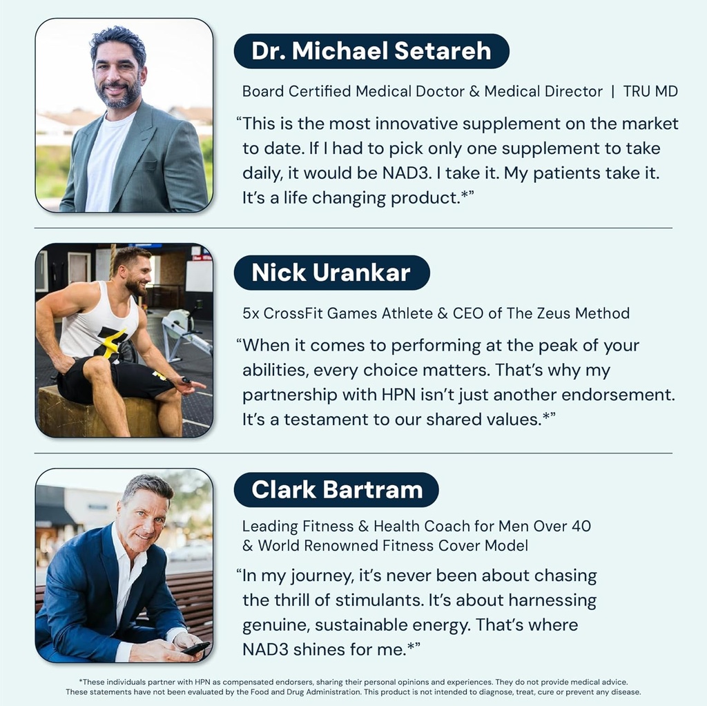 HPN NAD3 Clinical NAD+ Booster, Cellular Health & Natural Energy - NAD Supplement for Healthy Aging, Metabolic Support, NRF2 & Longevity, Nicotinamide Riboside & NMN Alternative, 240ct, 120-Day Supply 4