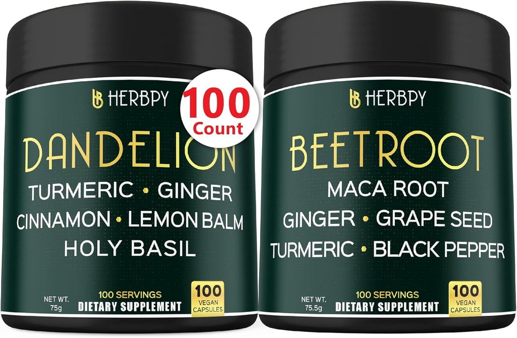 Bundle 6in1 Dandelion Supplement & 6in1 Beet Root Capsules - Support Digestive, Immune and Heart Health 2