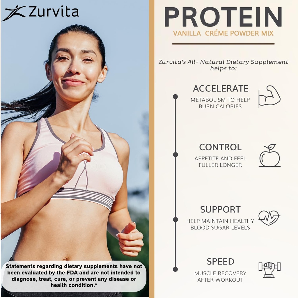 Zurvita - Vanilla Crème Protein Powder- Protein, Probiotics, No Artificial Sweeteners, 24+ Vitamins & Minerals, 140 Cal/Scoop - 26oz (20 Servings) 5
