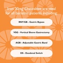 Celebrate Vitamins Iron Supplement with Vitamin C - 30mg Iron, 60mg Vitamin C, Bariatric Vitamins for WLS Patients, Vertical Sleeve & Gastric Bypass Surgery – Grape, 90 Chewable Tablets 6