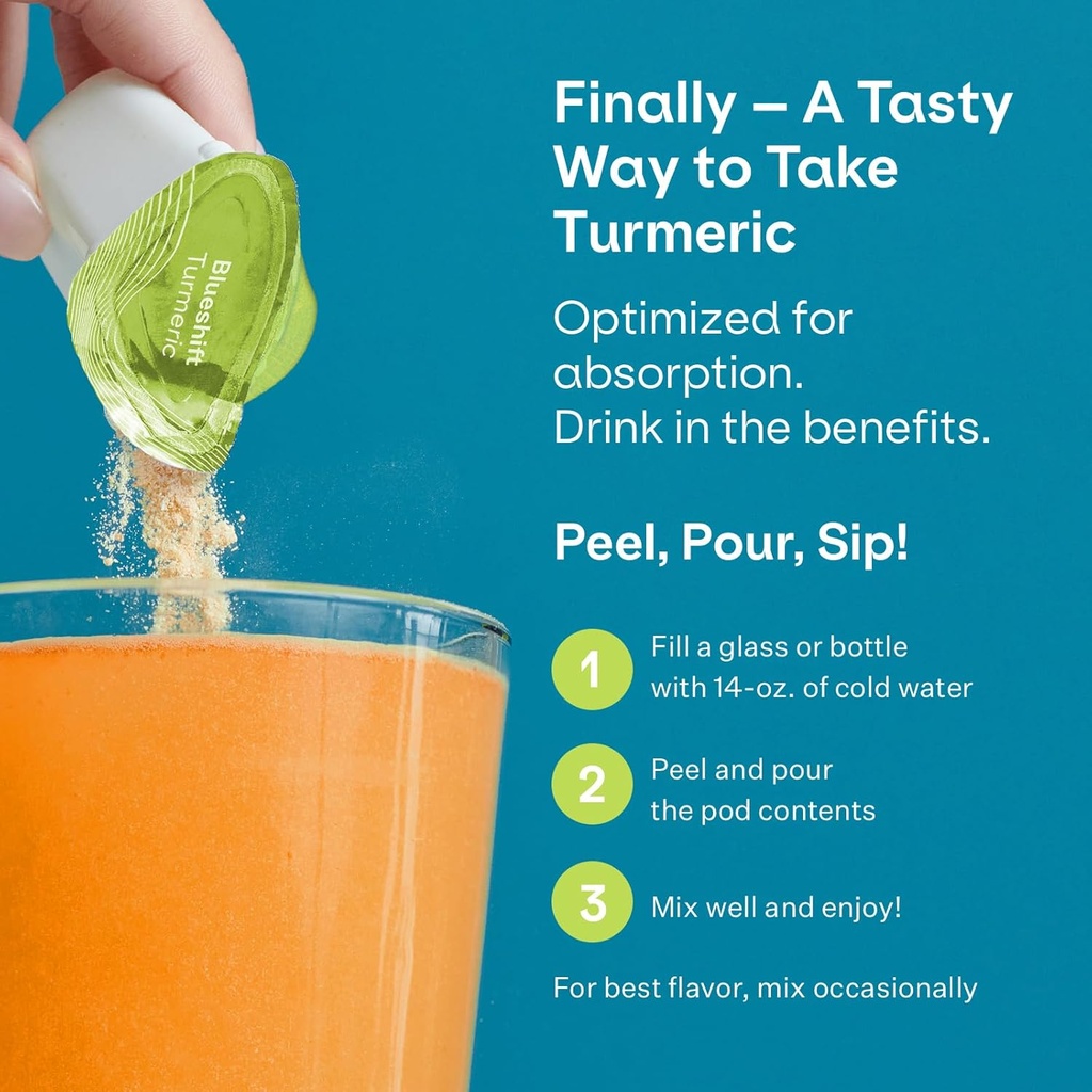 Blueshift Immune Ultra & Turmeric Citrus Medley Bundle - Immune Support Powder, Turmeric Powder Pods for Water, Vitamin C & Curcumin Supplements- Immune Ultra (14 Pack) & Turmeric Citrus (14 Pack) 6