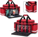 Trunab Emergency Responder Trauma Bag Empty, Professional First Aid Kits Storage Medical Bag with Inner Dividers and No-Scratch Bottom, Ideal for EMT, EMS, Paramedics, Red, BAG ONLY 4