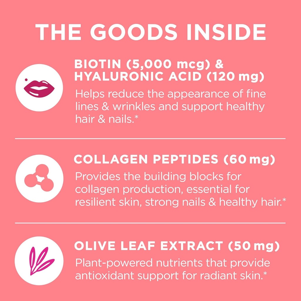 OLLY Ultra Strength Beauty Softgels, Healthy Hair, Skin and Nails, Biotin, Hyaluronic Acid, Collagen Peptides, Total Beauty Supplement, 30 Day Supply - 30 Count 4