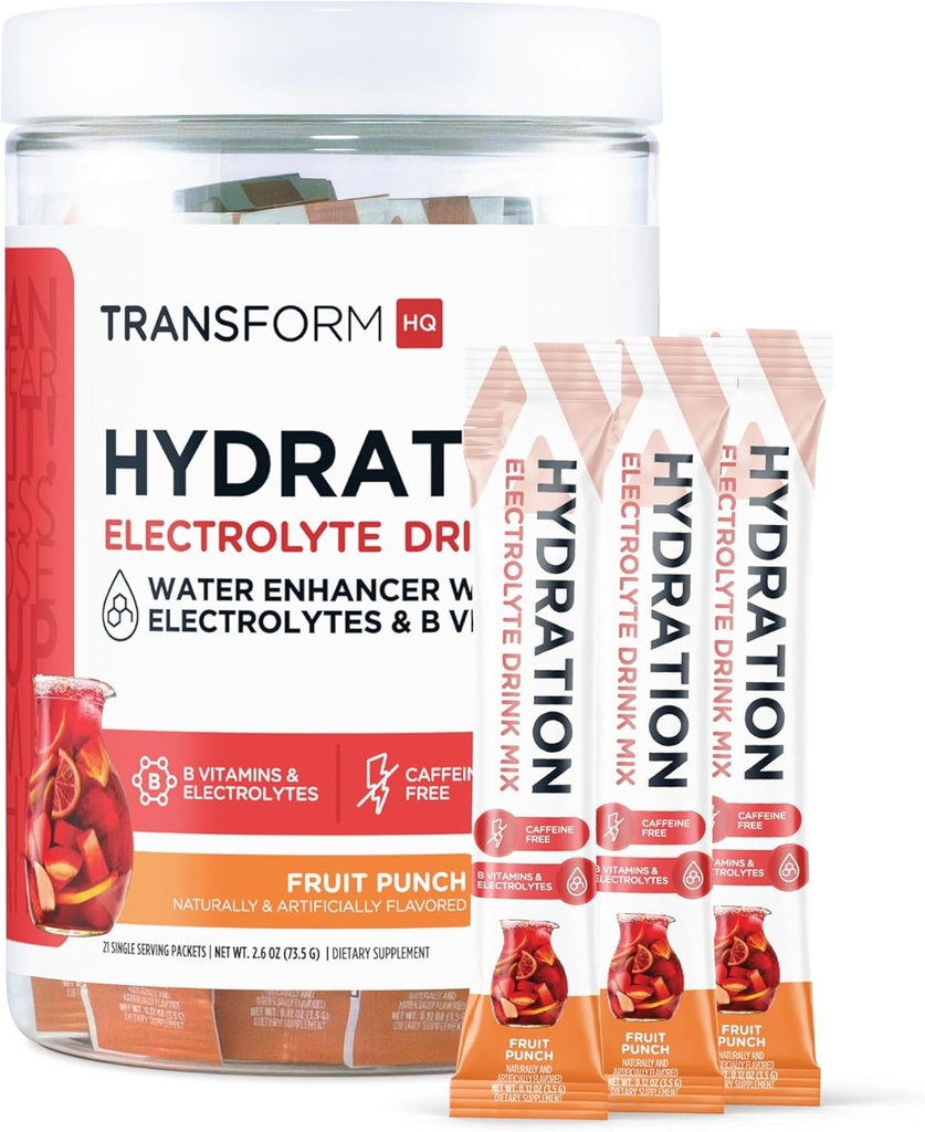 TransformHQ Hydration Drink Mix (21 Single-Serving Packets, Rocket Pop) - Hydration Supplement Blend with Vitamins and Electrolytes 3