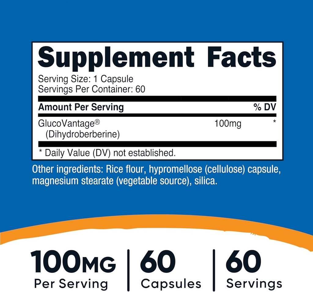 Nutricost Dihydroberberine Capsules (100mg, 60 Capsules) - More Bioavailable Metabolite of Berberine 3