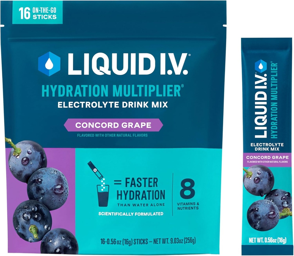 Liquid I.V.® Hydration Multiplier - Concord Grape | Electrolyte Powder Drink Mix | 1 Pack (16 Servings) 2