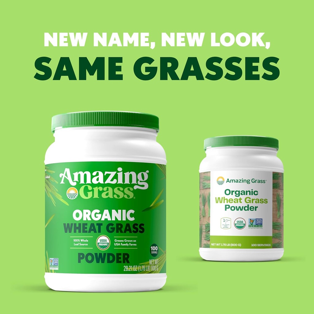 Amazing Grass Wheat Grass Powder: 100% Whole-Leaf Wheat Grass Powder for Energy, Detox & Immunity Support, Chlorophyll Providing Greens, 100 Servings 4