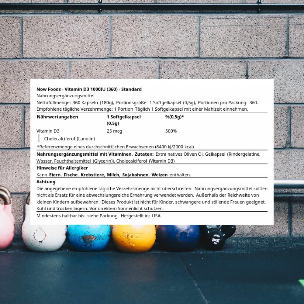 Vitamin D-3 1000 IU (High Potency) - 360 Softgels by NOW 4