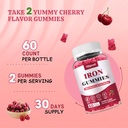 Vegan Iron Supplement for Women, with Vitamin A, C, B6, B12, Folate and Zinc, Energy Boost, Sugar Free, No After Taste - Delicious Cherry Flavor, 60 Count 5