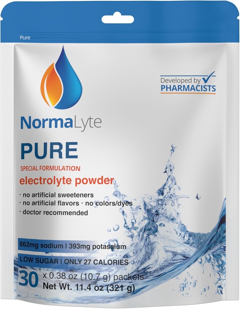 NormaLyte Oral Rehydration Salts- Helps Dietary Management of POTS Syndrome Symptoms-1 Pouches - 30 Sticks (Yields 500mL per Pack)-Pure| Energy Supplements, Potassium Supplement, Dehydration Recovery 2