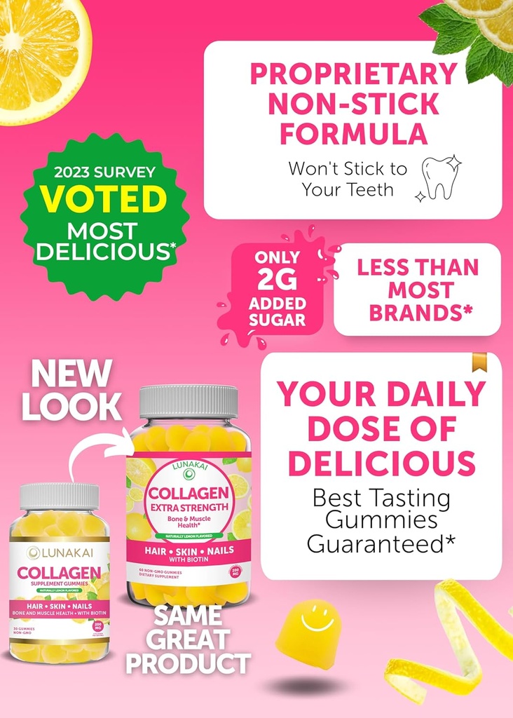 Lunakai Collagen and Probiotic Gummies Bundle - Non-GMO, Gluten Free - Anti Aging, Hair Growth, Skin Care & Strong Nails and Digestive Health - 30 Days Supply 4