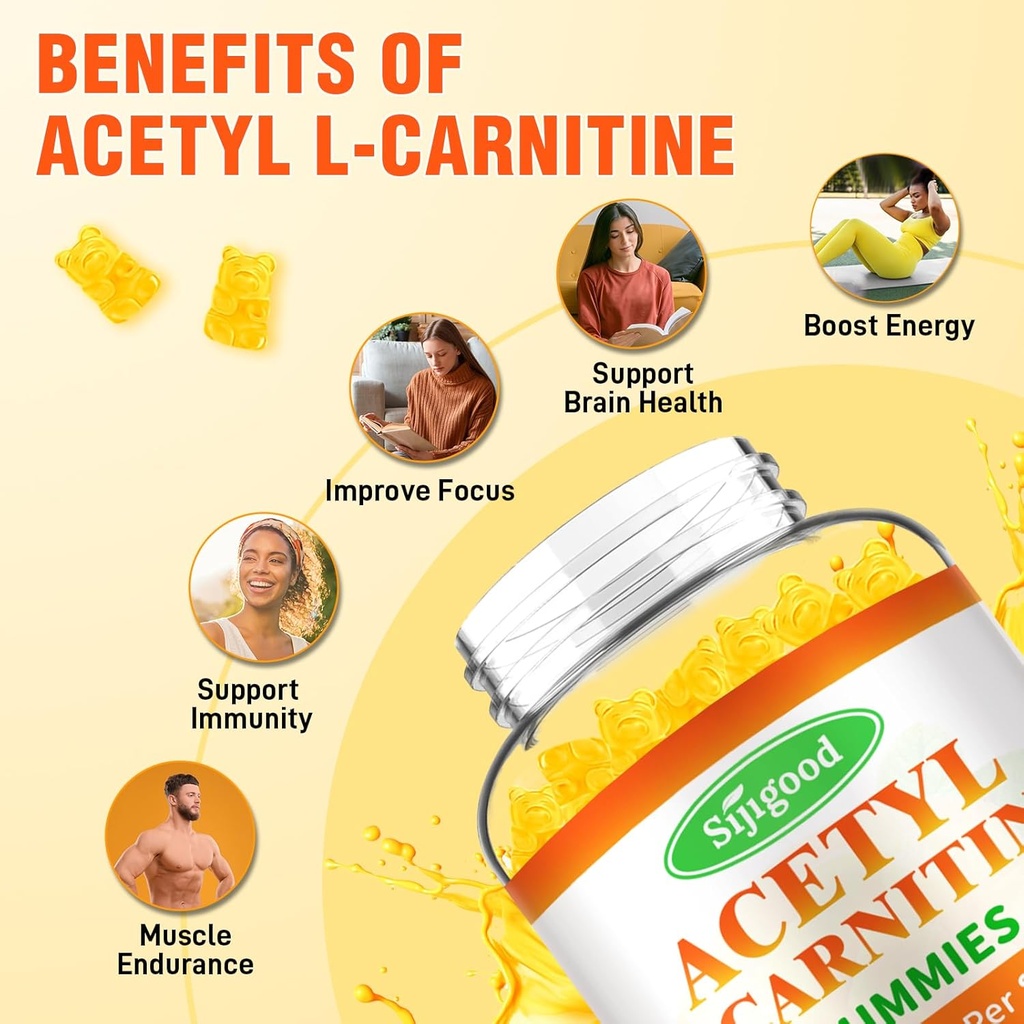 2 Pack Acetyl L-Carnitine Gummies for Men & Women - Daily Energy Support with Immune Support Gummies, Mango Flavor, 120 Count 3