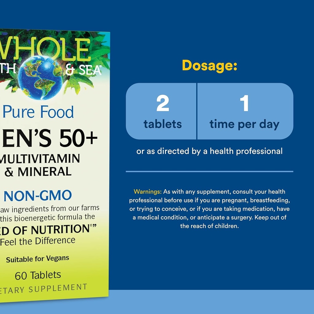 Natural Factors, Men's 50+ Multivitamin & Mineral, 1 Serving Contains Nutrition Equivalent to ½ lb of Veggies, 60 Count (Pack of 1) 4