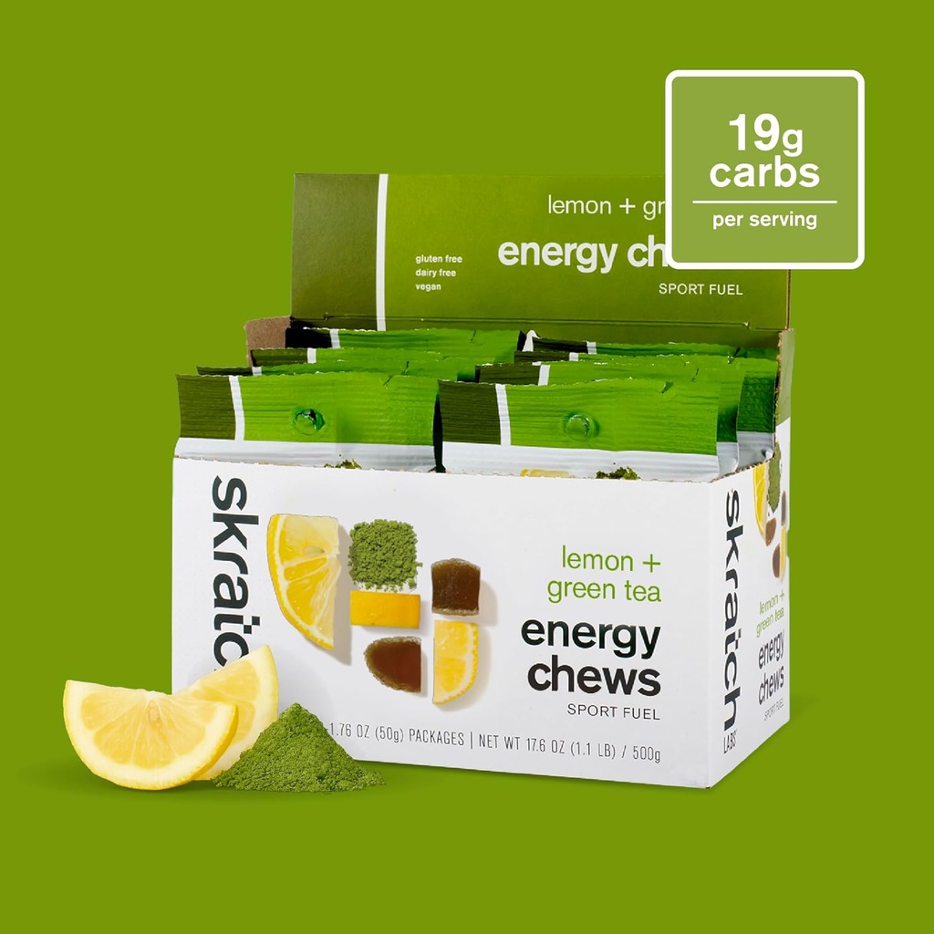 Skratch Labs Energy Chews | Gummies for Running, Cycling, and Sports Performance | Gel Alternative | Matcha + Lemon (10 Pack) | Gluten Free, Vegan 3