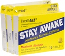 HealthA2Z® Stay Awake | 200 mg Caffeine | Alertness Aid with Caffeine | 3 Packs of 16 Tabelts (48 Tablets Total) | Maxium Strength 3