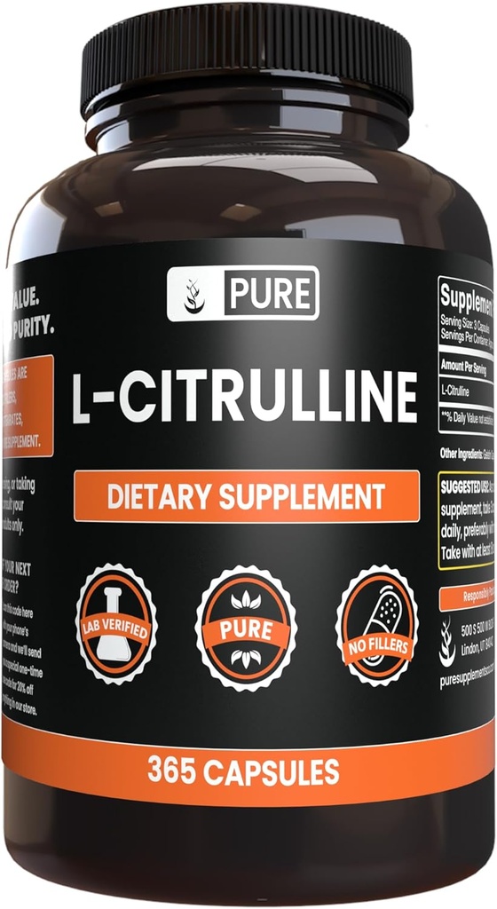 Pure Original Ingredients L-Citrulline (365 Capsules) No Magnesium Or Rice Fillers, Always Pure, Lab Verified 2