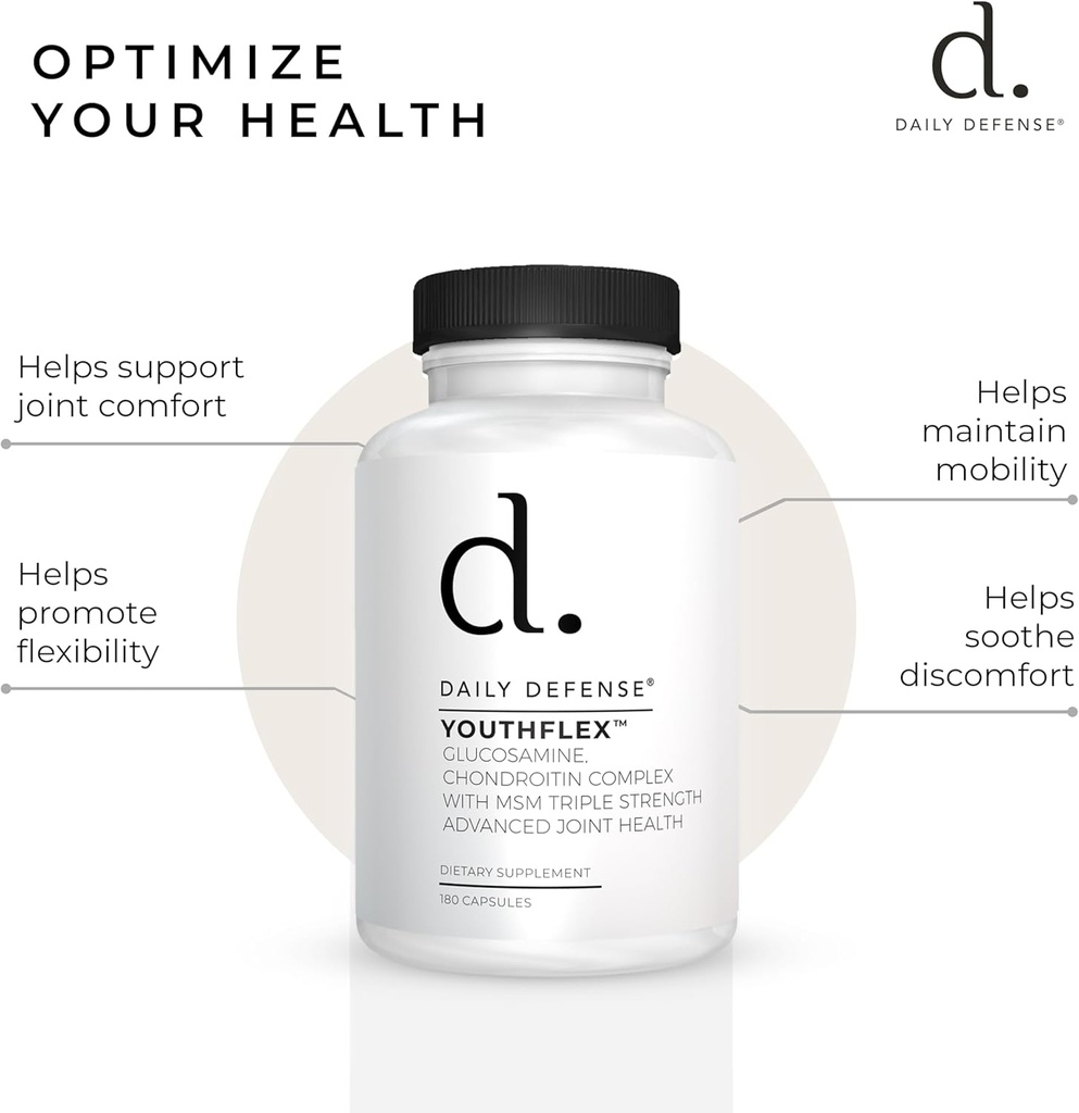 Glucosamine with Chondroitin & MSM Joint Supplement - Joint Support Supplement for Men & Women’s Mobility & Flexibility - 180 Capsules, Youthflex Glucosamine Complex, Made in The USA 6