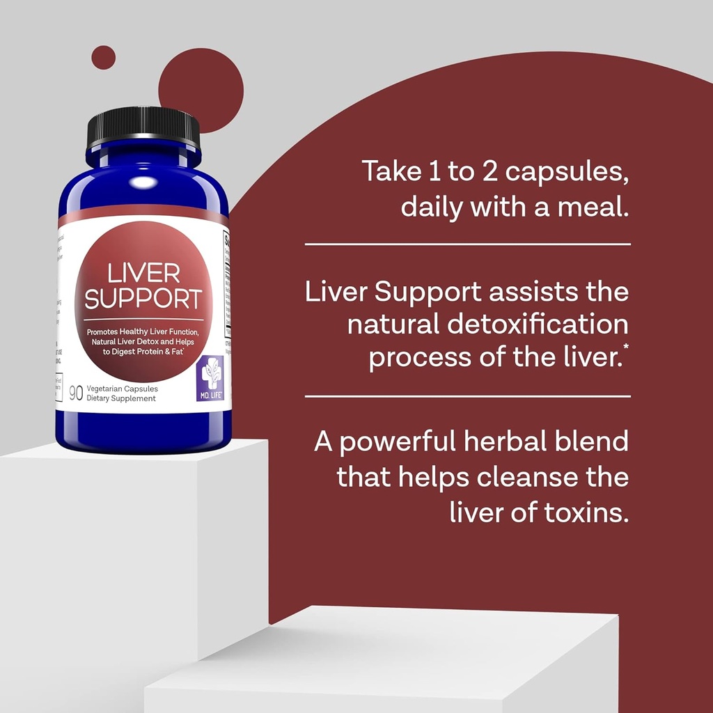 MD.LIFE Liver Support - Supplement with Artichoke, Dandelion, Milk Thistle & Proteolytic Enzymes 90 Count 3
