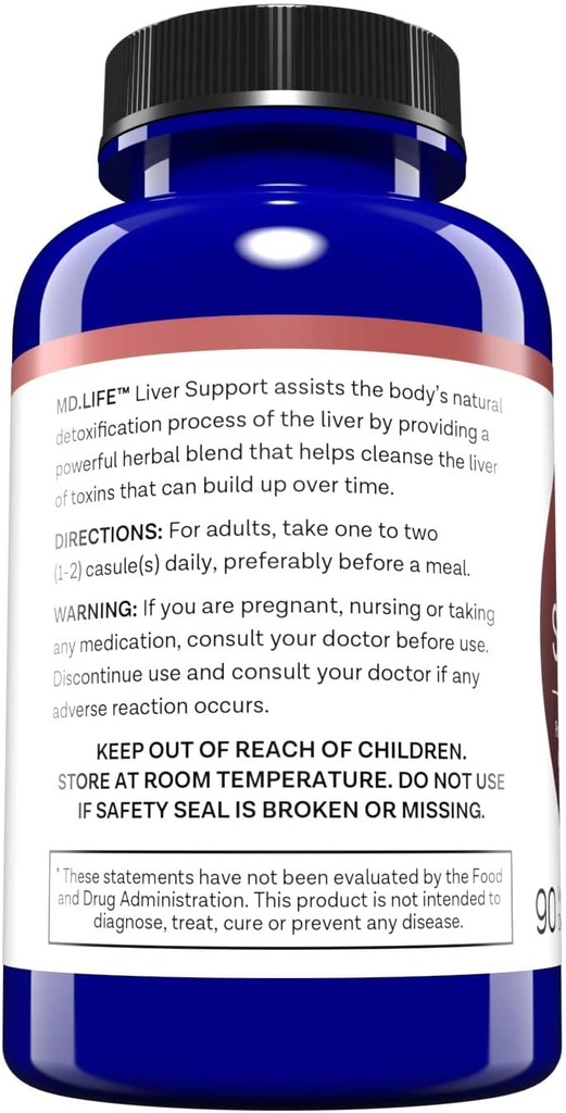 MD.LIFE Liver Support - Supplement with Artichoke, Dandelion, Milk Thistle & Proteolytic Enzymes 90 Count 6