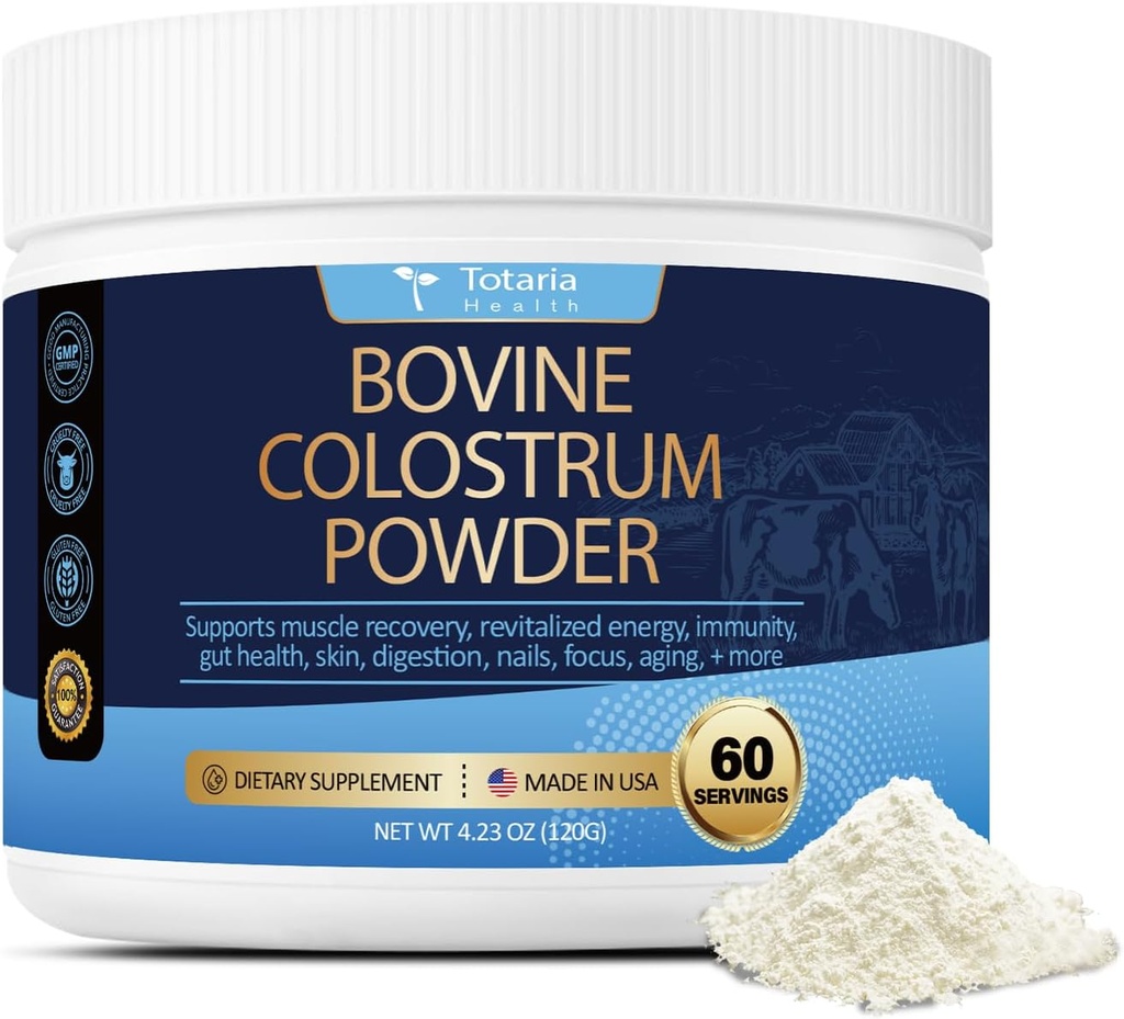 Totaria Bovine Colostrum Supplement Powder for Gut Health, Hair Growth, Beauty and Immune Support - USA Farm Grass Fed - No Fillers, GMP Certified Calostro Bovino para Adultos Organico, 60 Servings 2