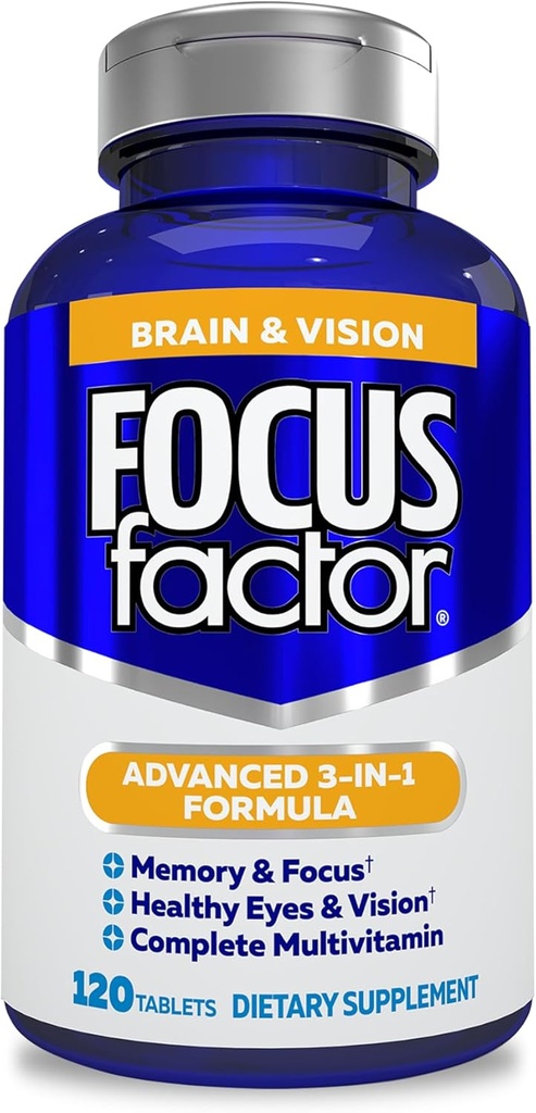 Focus Factor Adults Brain and Vision Supplement, 120 Count - Eye Vitamin, Mineral Supplement & Complete Multivitamin w/Lutein & Zeaxanthin – Brain Supplement for Focus, Concentration, Memory 2