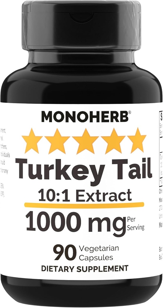 MONOHERB Turkey Tail Mushroom Extract 1000 mg - 90 Vegetarian Capsules 2
