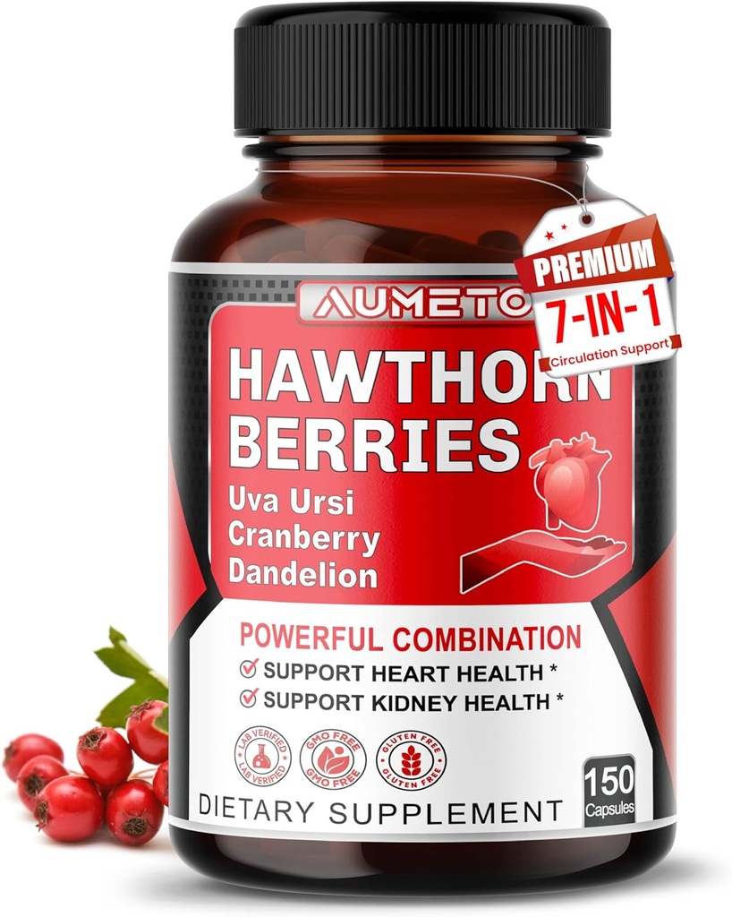7 in 1 Ultra Hawthorn Berry with Uva Ursi Dandelion Cranberry Apple Cider Vinegar - Heart, Kinney Health Support 2