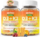Vitamin D3 K2 Gummies 5000IU / 10,000 IU with Omega-3 250mg + K2(MK-7) 100mcg - 5X Absorption Than Standard D3K2,with Vitamin C, Zinc,and 5 Organic Vegetables,Supports Bone & Teeth Strength, Immune 2