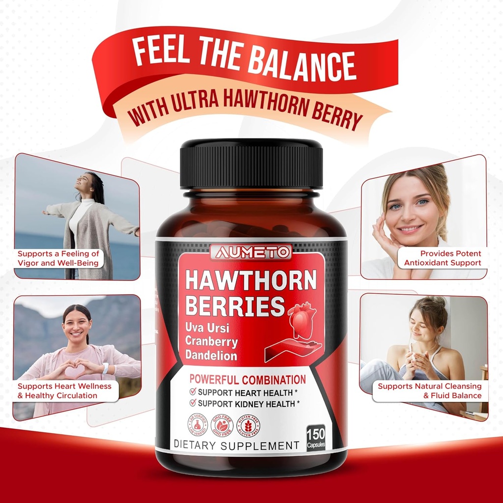 7 in 1 Ultra Hawthorn Berry with Uva Ursi Dandelion Cranberry Apple Cider Vinegar - Heart, Kinney Health Support 6